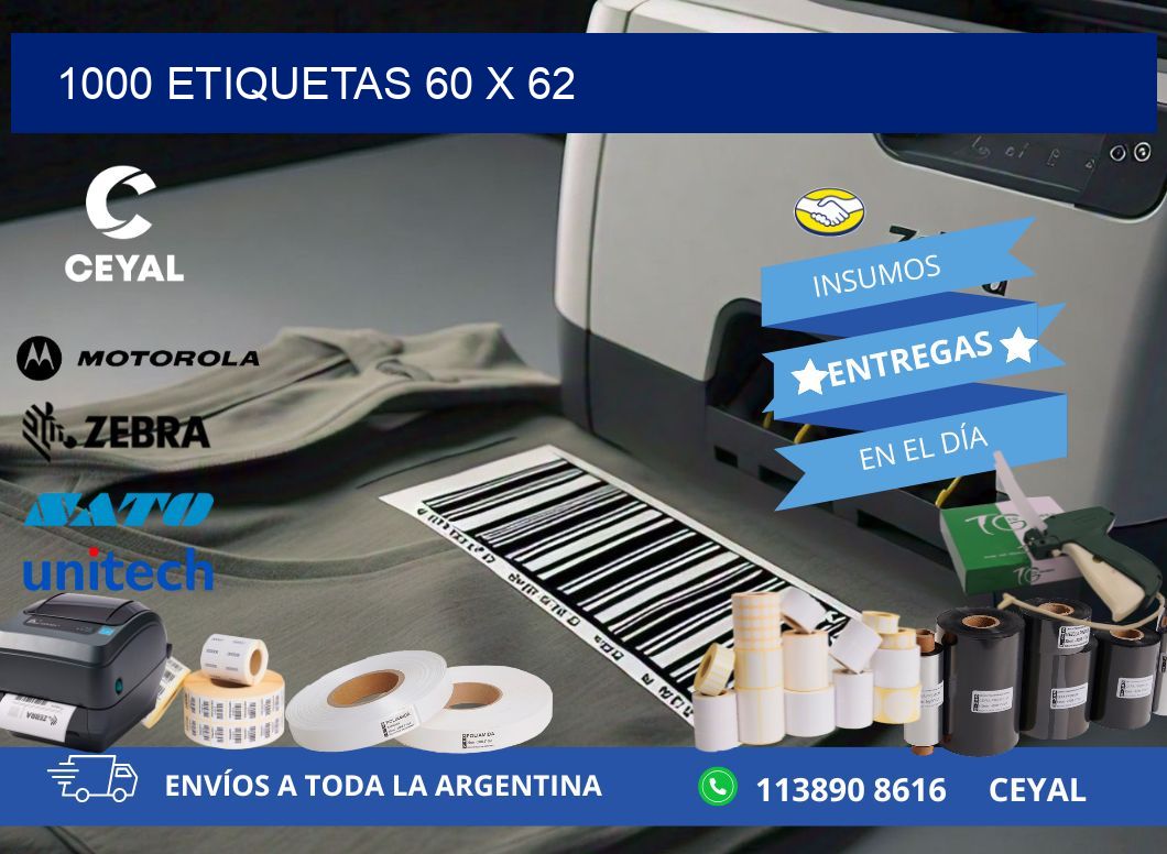 1000 ETIQUETAS 60 x 62