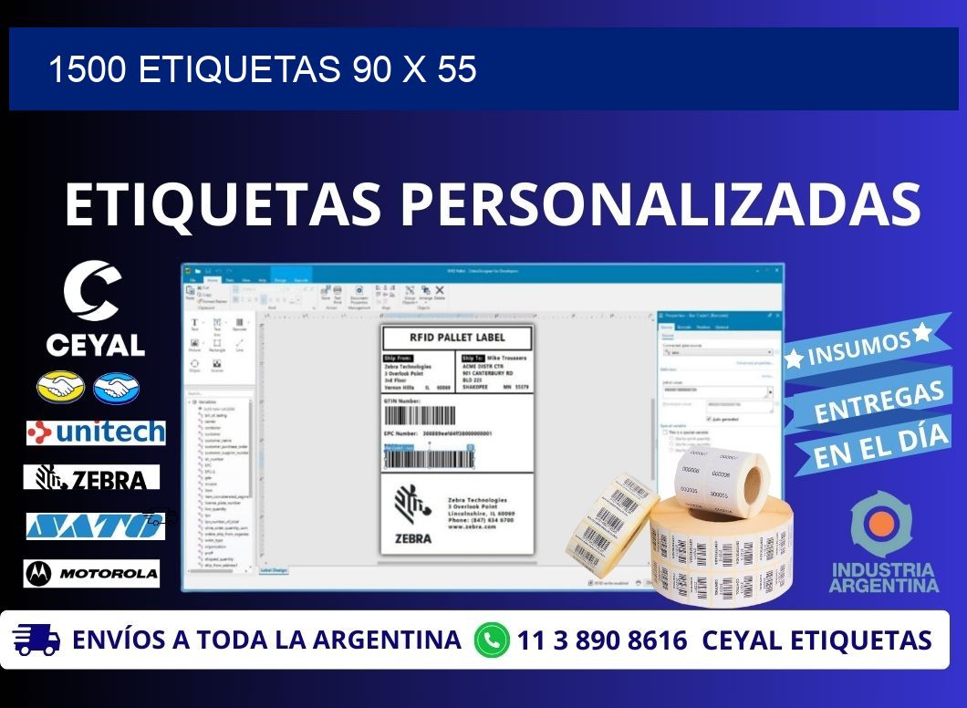 1500 ETIQUETAS 90 x 55