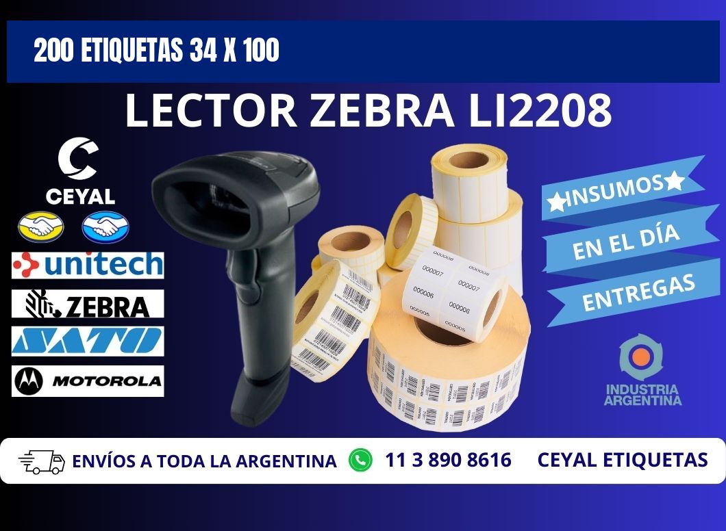 200 ETIQUETAS 34 x 100