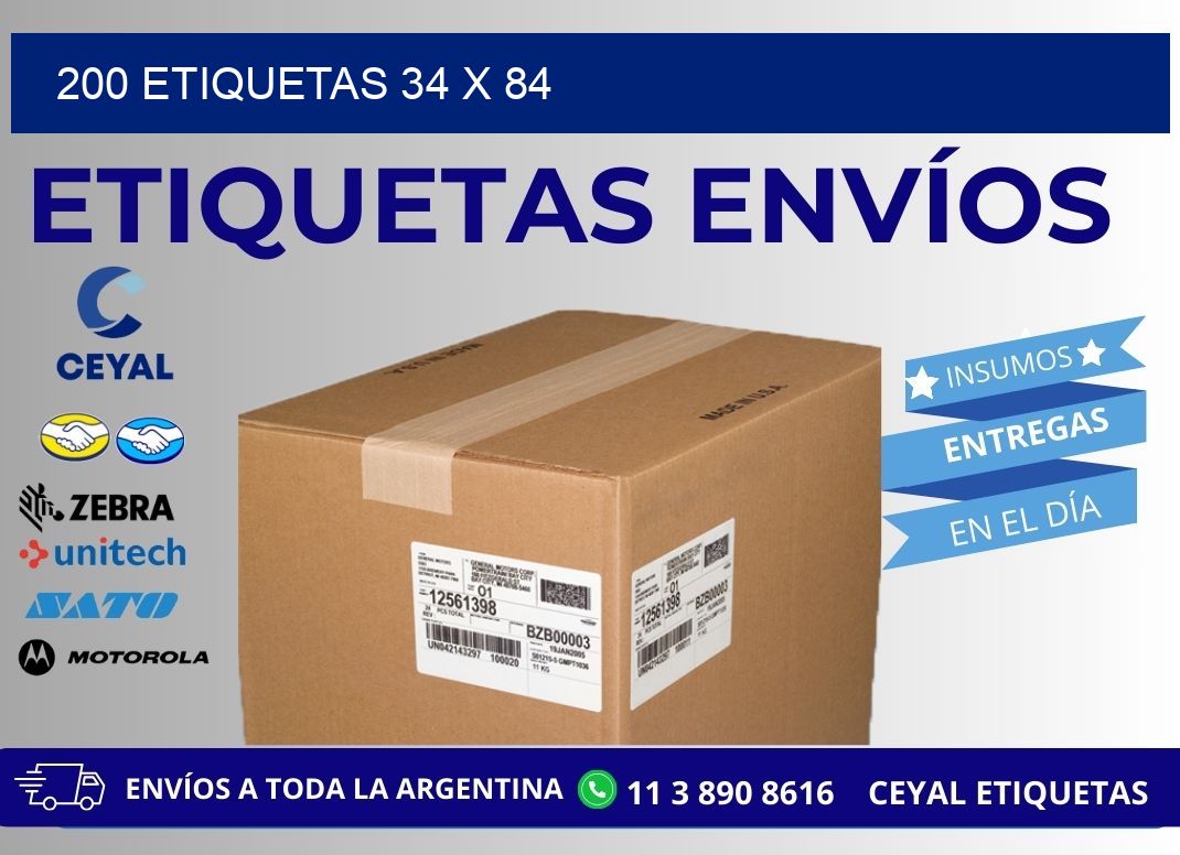 200 ETIQUETAS 34 x 84