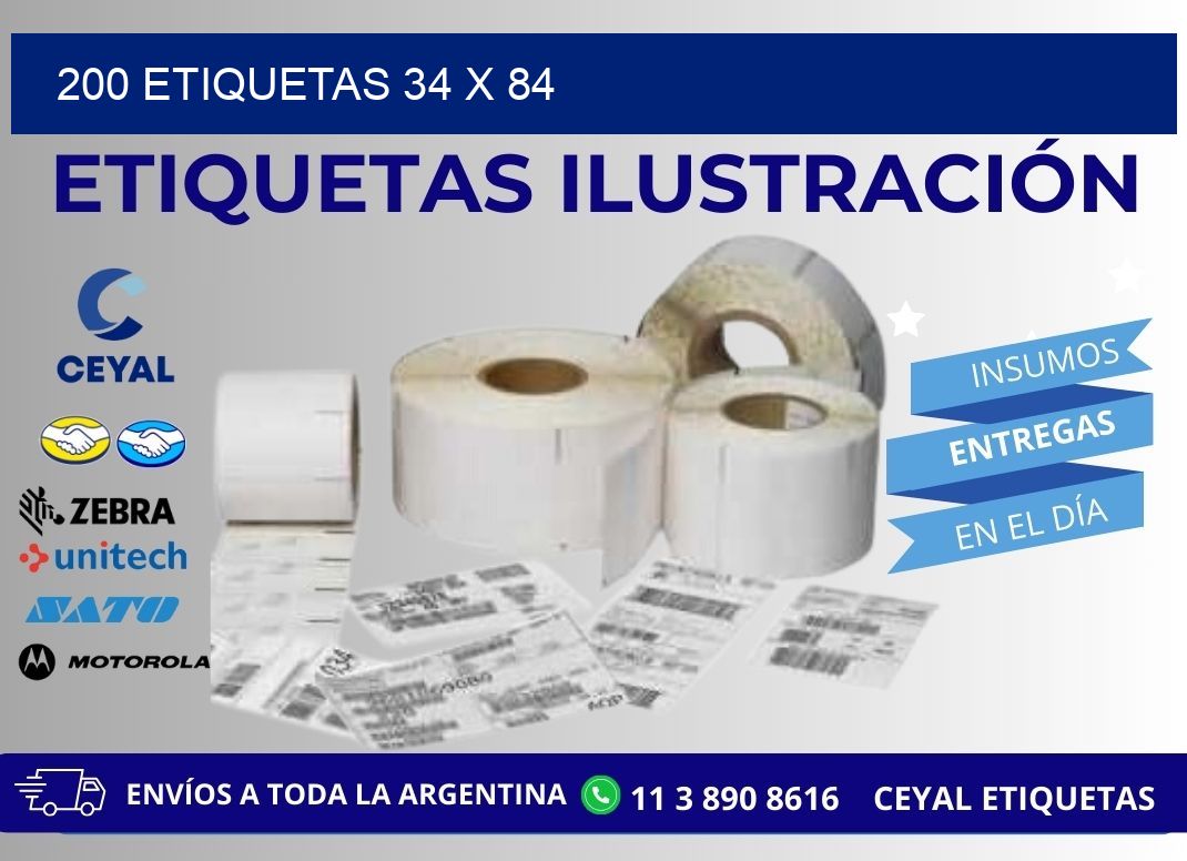 200 ETIQUETAS 34 x 84