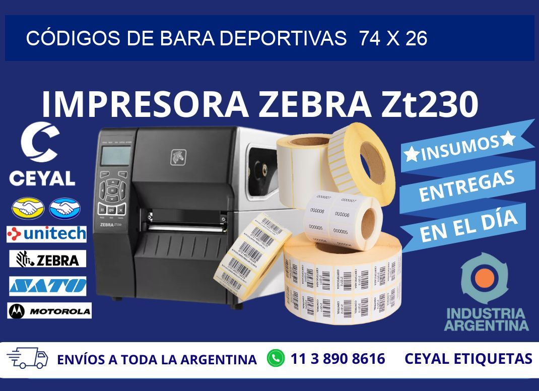 CÓDIGOS DE BARA DEPORTIVAS  74 x 26