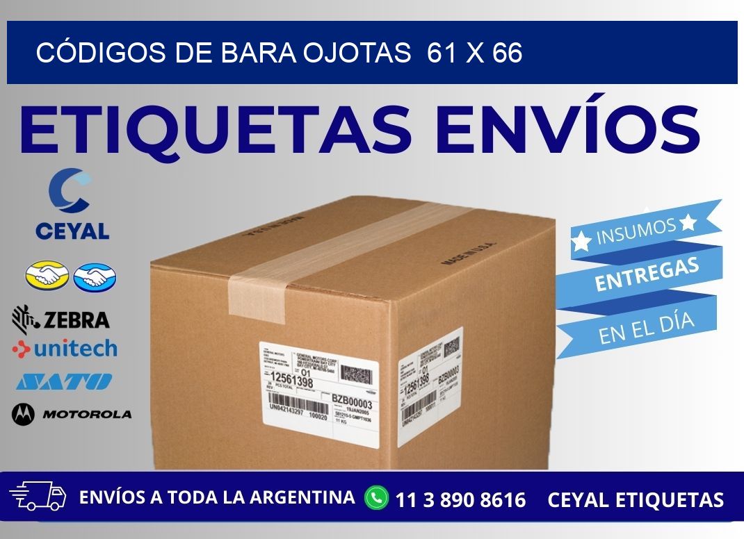 CÓDIGOS DE BARA OJOTAS  61 x 66