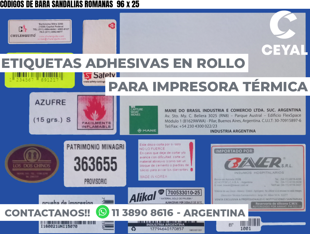 CÓDIGOS DE BARA SANDALIAS ROMANAS  96 x 25