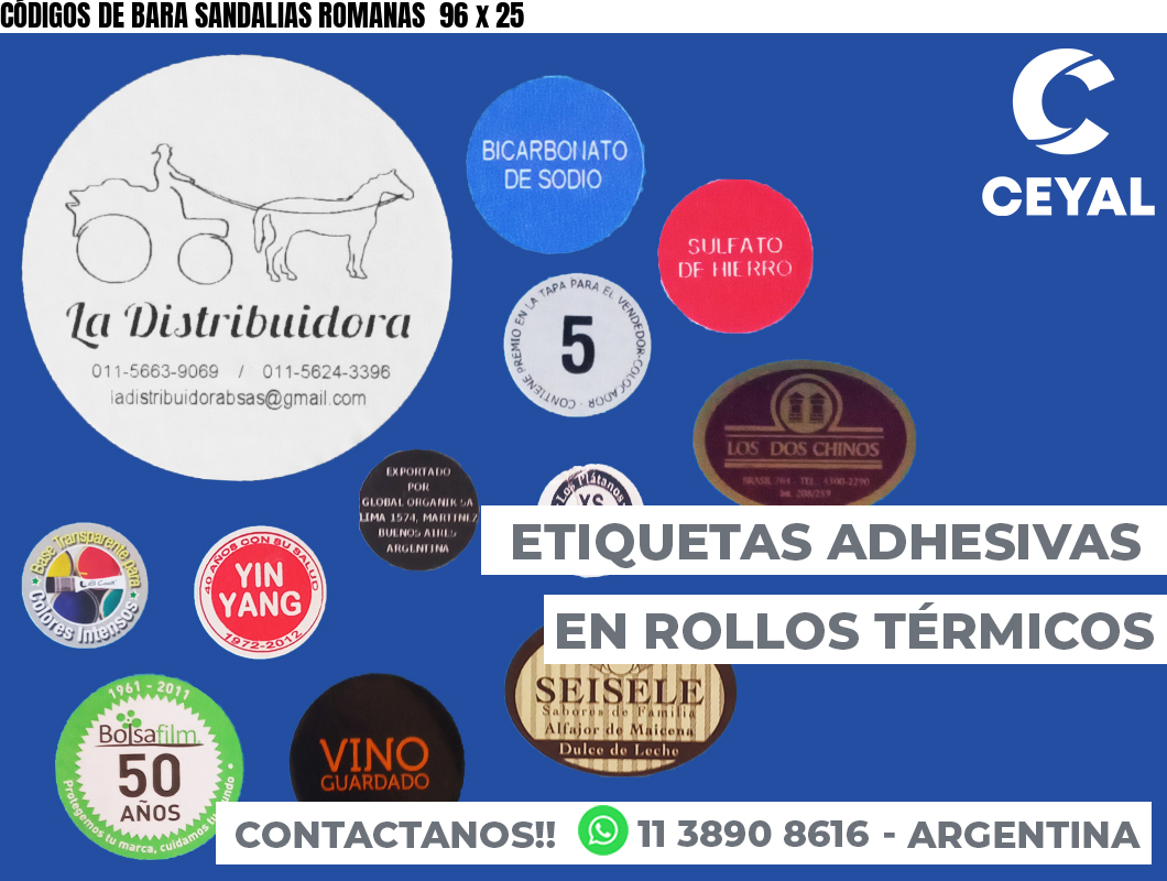 CÓDIGOS DE BARA SANDALIAS ROMANAS  96 x 25