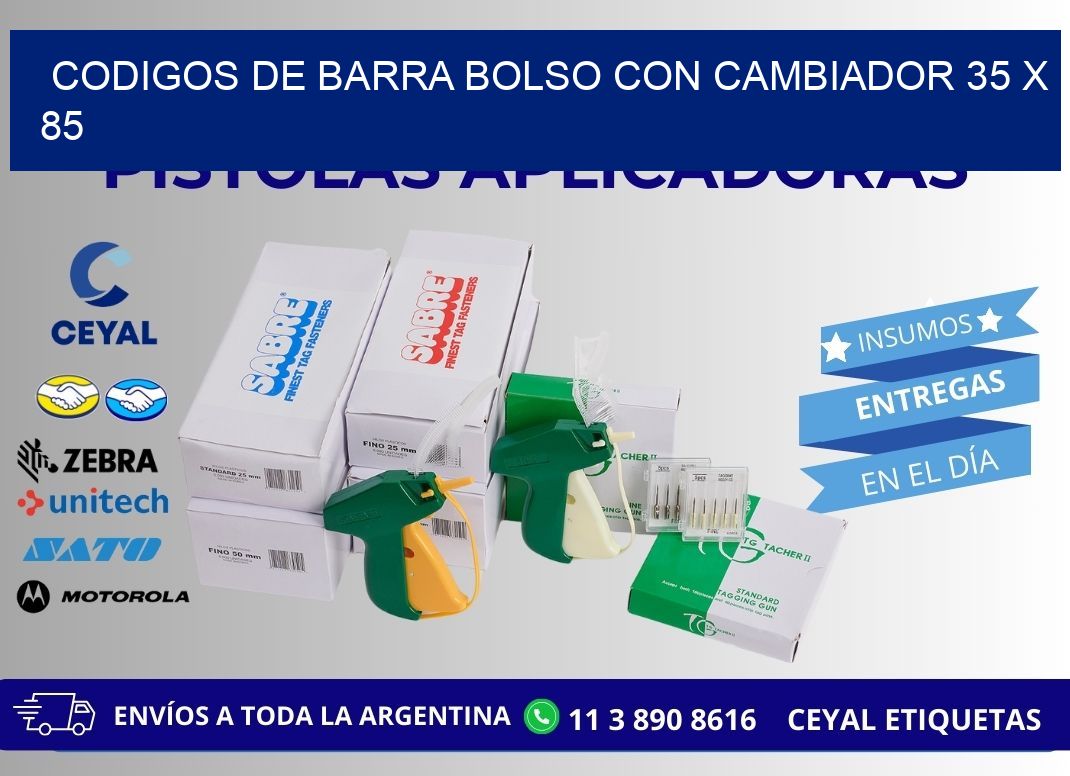 CODIGOS DE BARRA BOLSO CON CAMBIADOR 35 x 85