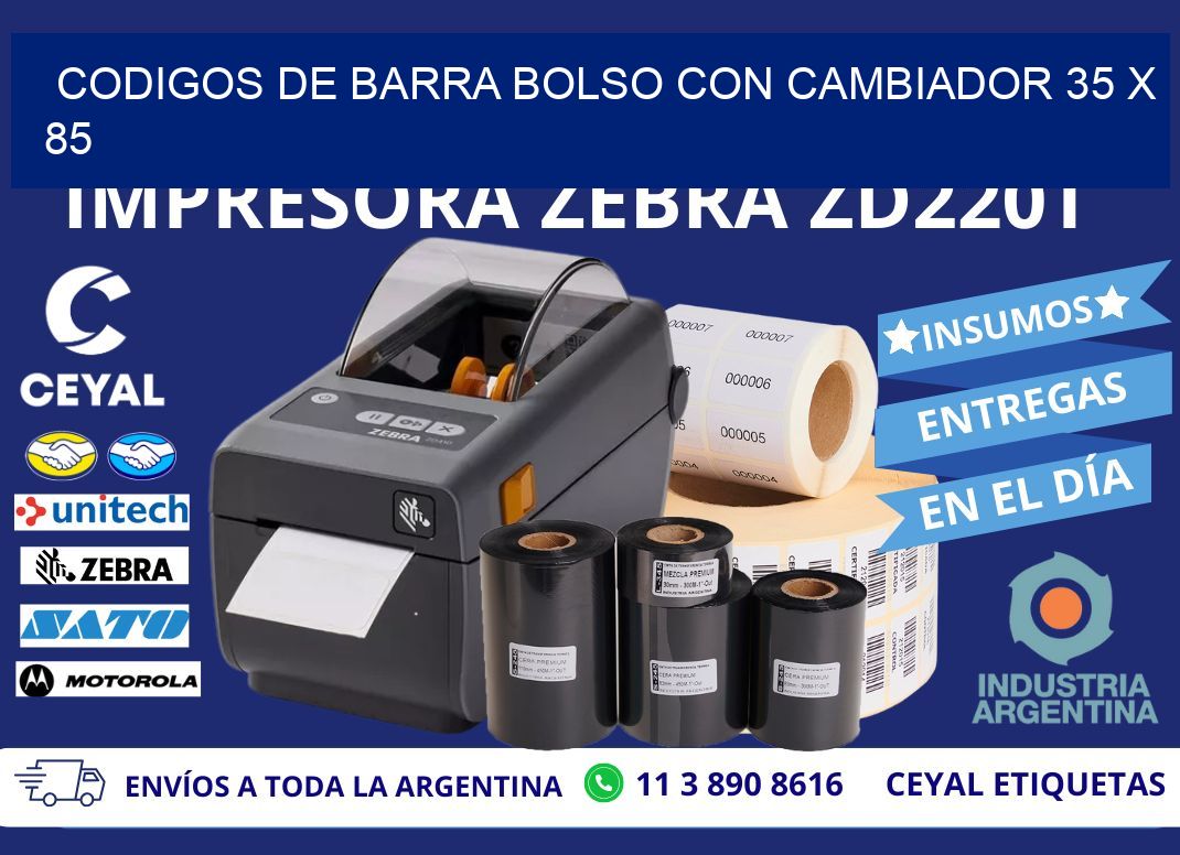 CODIGOS DE BARRA BOLSO CON CAMBIADOR 35 x 85