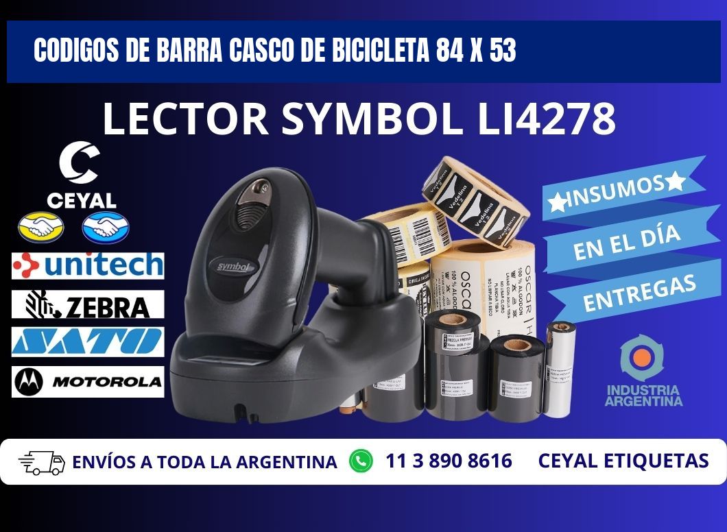 CODIGOS DE BARRA CASCO DE BICICLETA 84 x 53