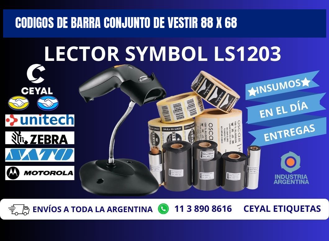 CODIGOS DE BARRA CONJUNTO DE VESTIR 88 x 68