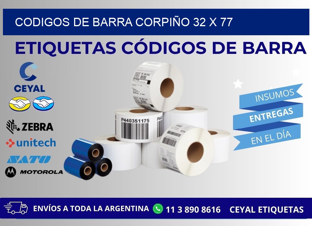 CODIGOS DE BARRA CORPIÑO 32 x 77