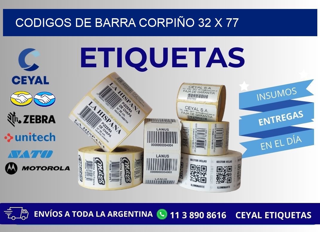 CODIGOS DE BARRA CORPIÑO 32 x 77
