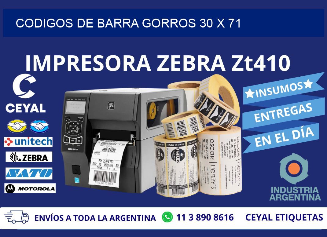 CODIGOS DE BARRA GORROS 30 x 71