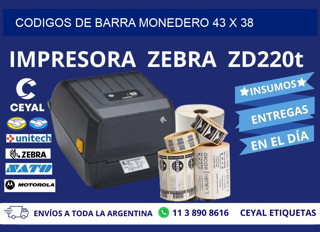 CODIGOS DE BARRA MONEDERO 43 x 38