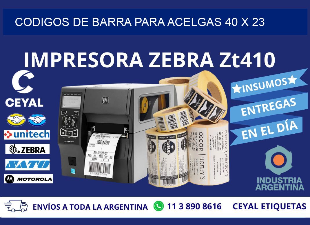 CODIGOS DE BARRA PARA ACELGAS 40 x 23