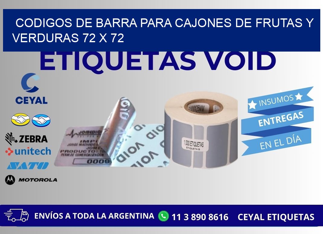 CODIGOS DE BARRA PARA CAJONES DE FRUTAS Y VERDURAS 72 x 72