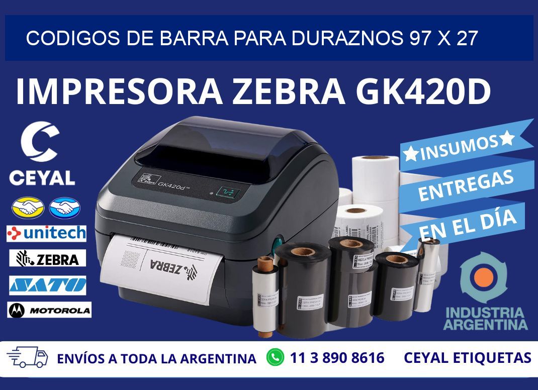 CODIGOS DE BARRA PARA DURAZNOS 97 x 27