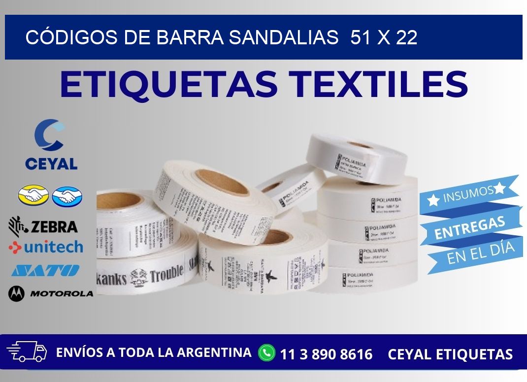 CÓDIGOS DE BARRA SANDALIAS  51 x 22