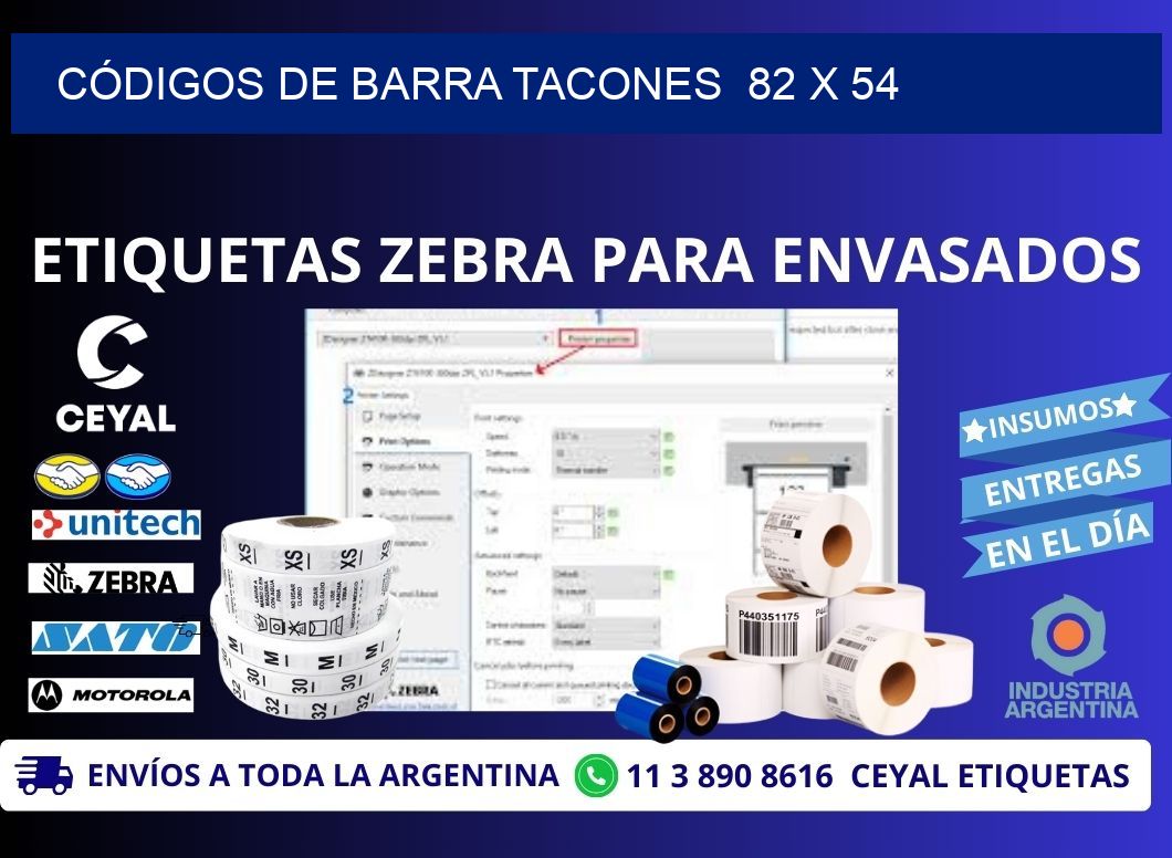CÓDIGOS DE BARRA TACONES  82 x 54