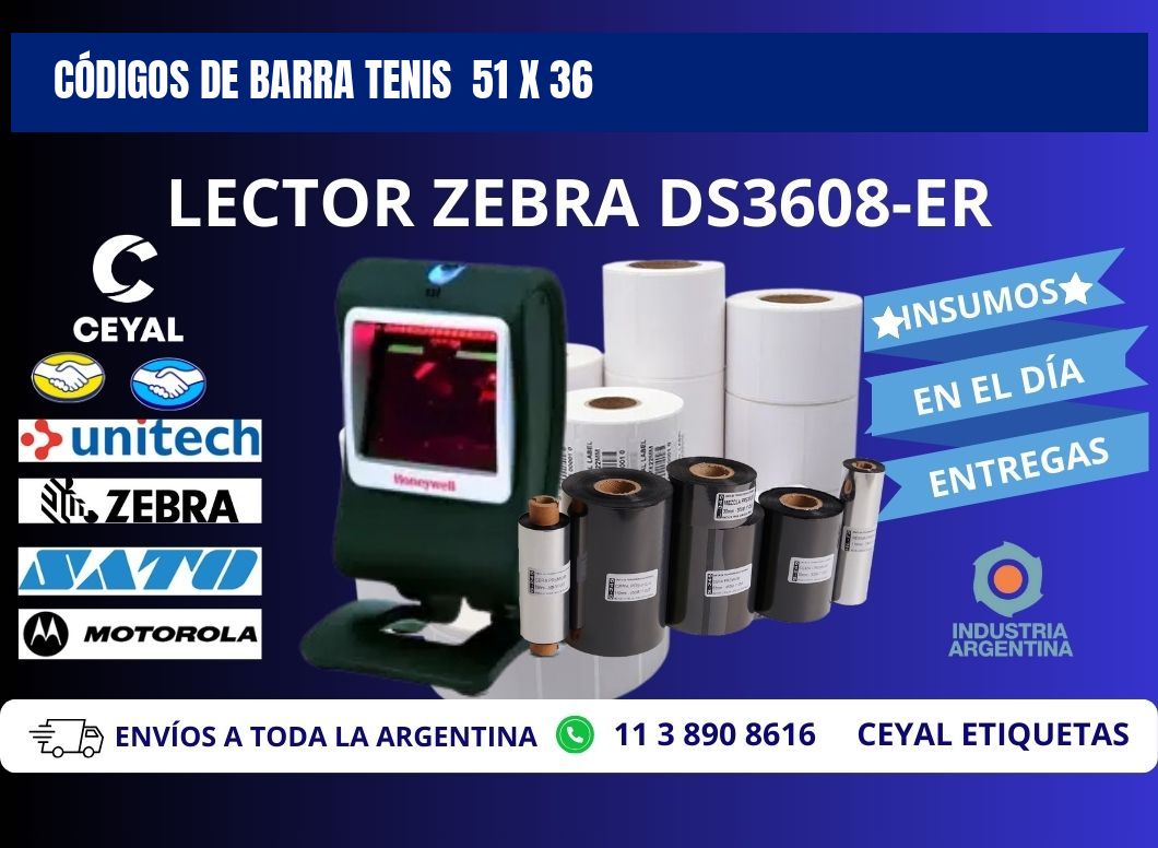 CÓDIGOS DE BARRA TENIS  51 x 36