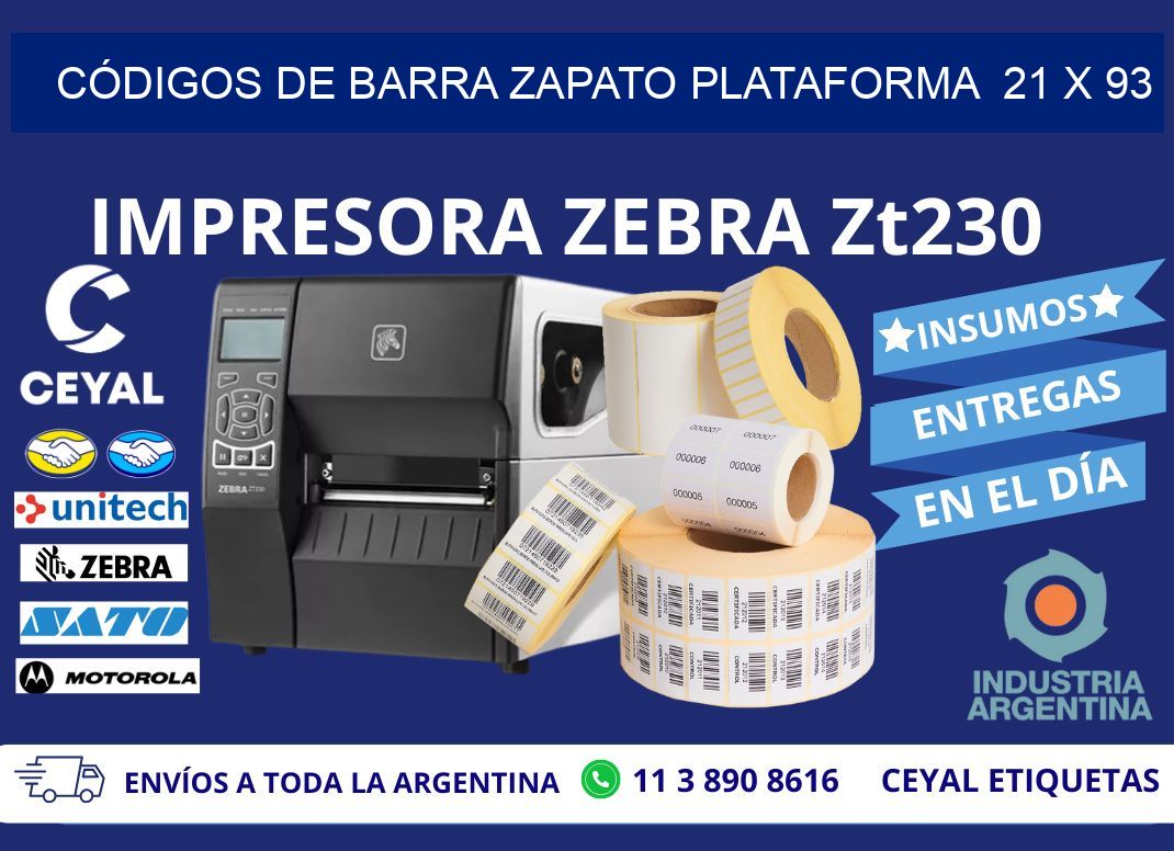 CÓDIGOS DE BARRA ZAPATO PLATAFORMA  21 x 93