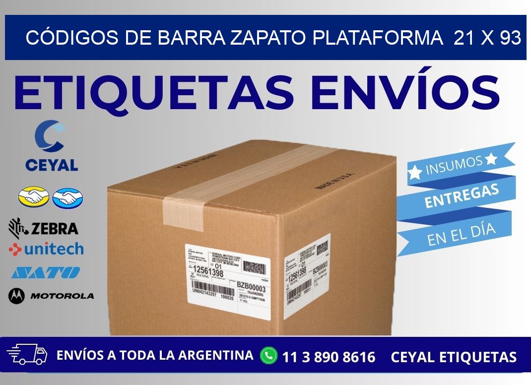 CÓDIGOS DE BARRA ZAPATO PLATAFORMA  21 x 93