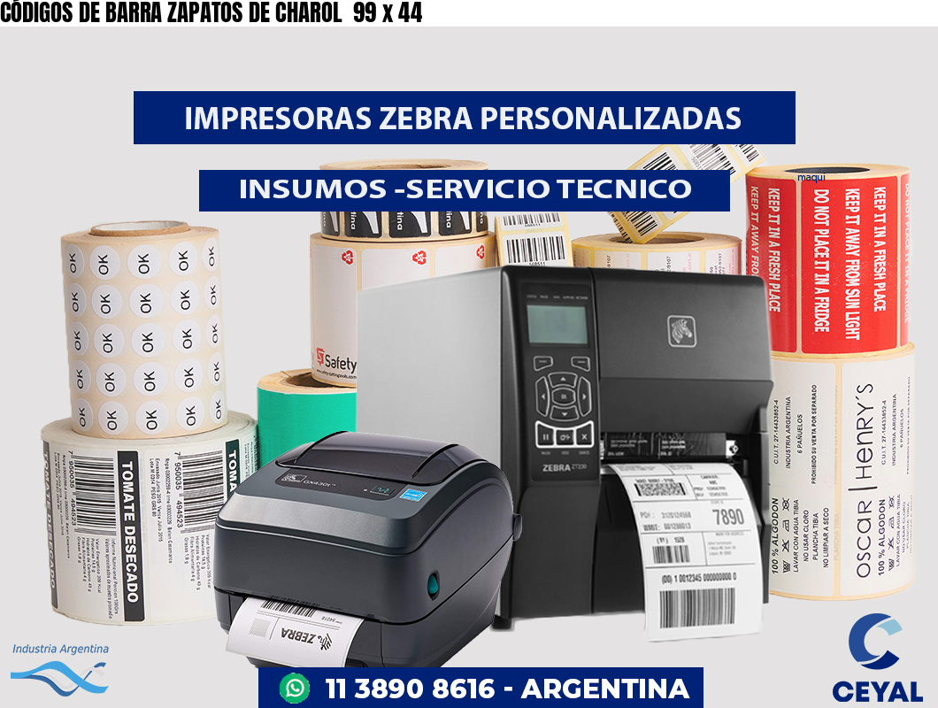 CÓDIGOS DE BARRA ZAPATOS DE CHAROL  99 x 44