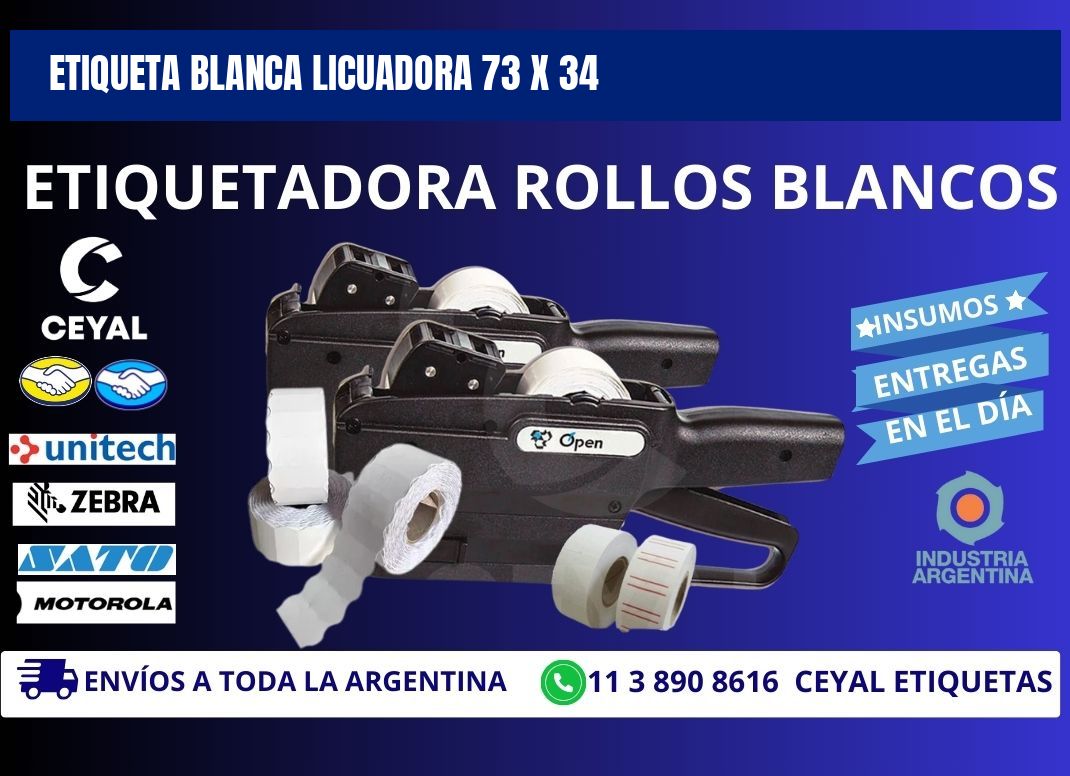 ETIQUETA BLANCA LICUADORA 73 x 34