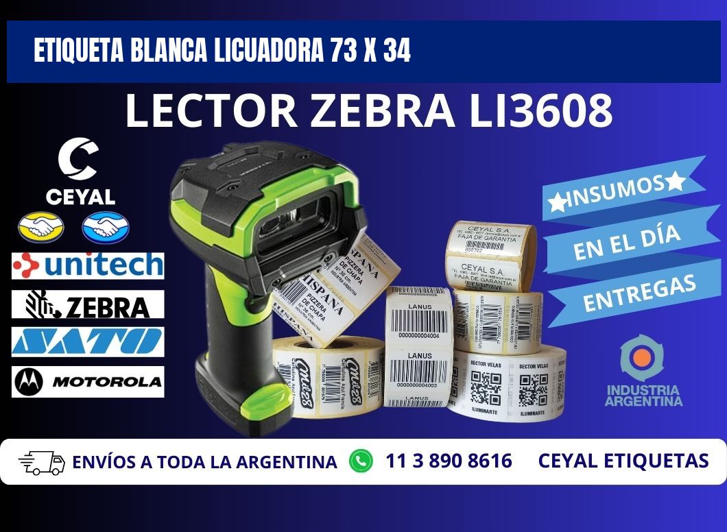 ETIQUETA BLANCA LICUADORA 73 x 34