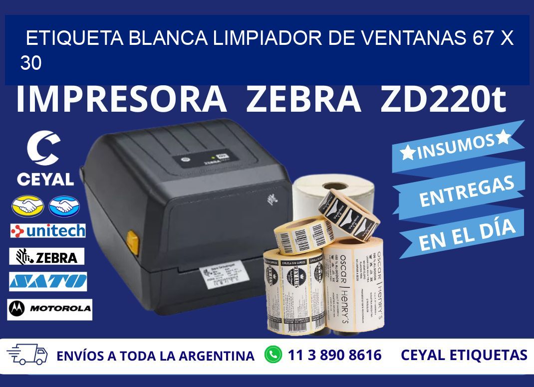 ETIQUETA BLANCA LIMPIADOR DE VENTANAS 67 x 30