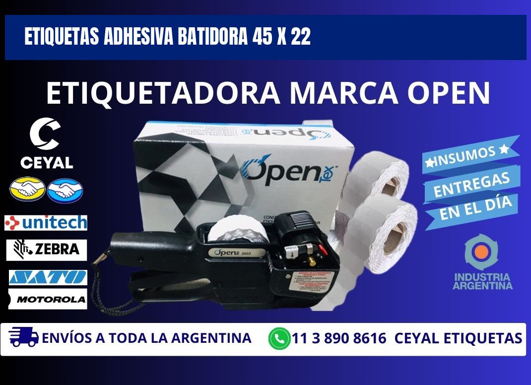 ETIQUETAS ADHESIVA BATIDORA 45 x 22