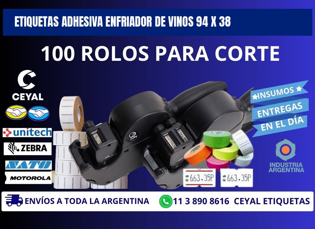 ETIQUETAS ADHESIVA ENFRIADOR DE VINOS 94 x 38