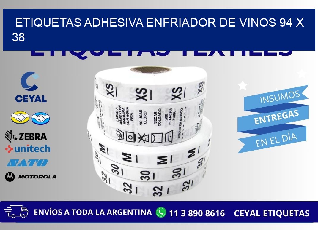 ETIQUETAS ADHESIVA ENFRIADOR DE VINOS 94 x 38