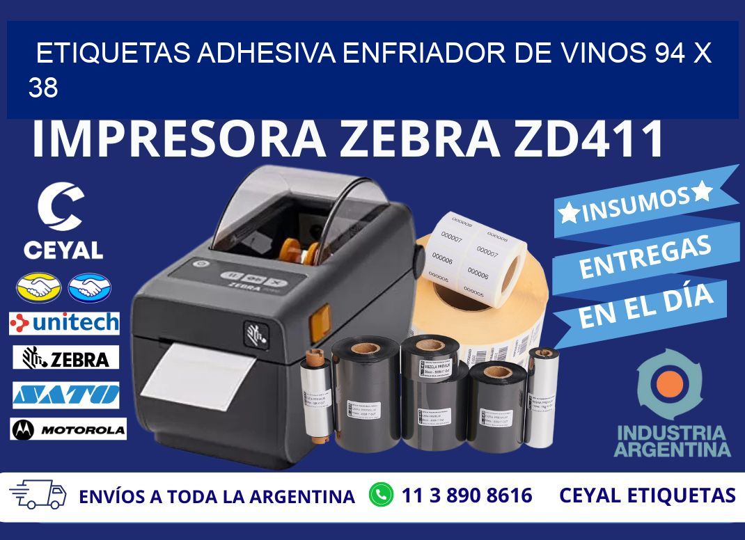 ETIQUETAS ADHESIVA ENFRIADOR DE VINOS 94 x 38