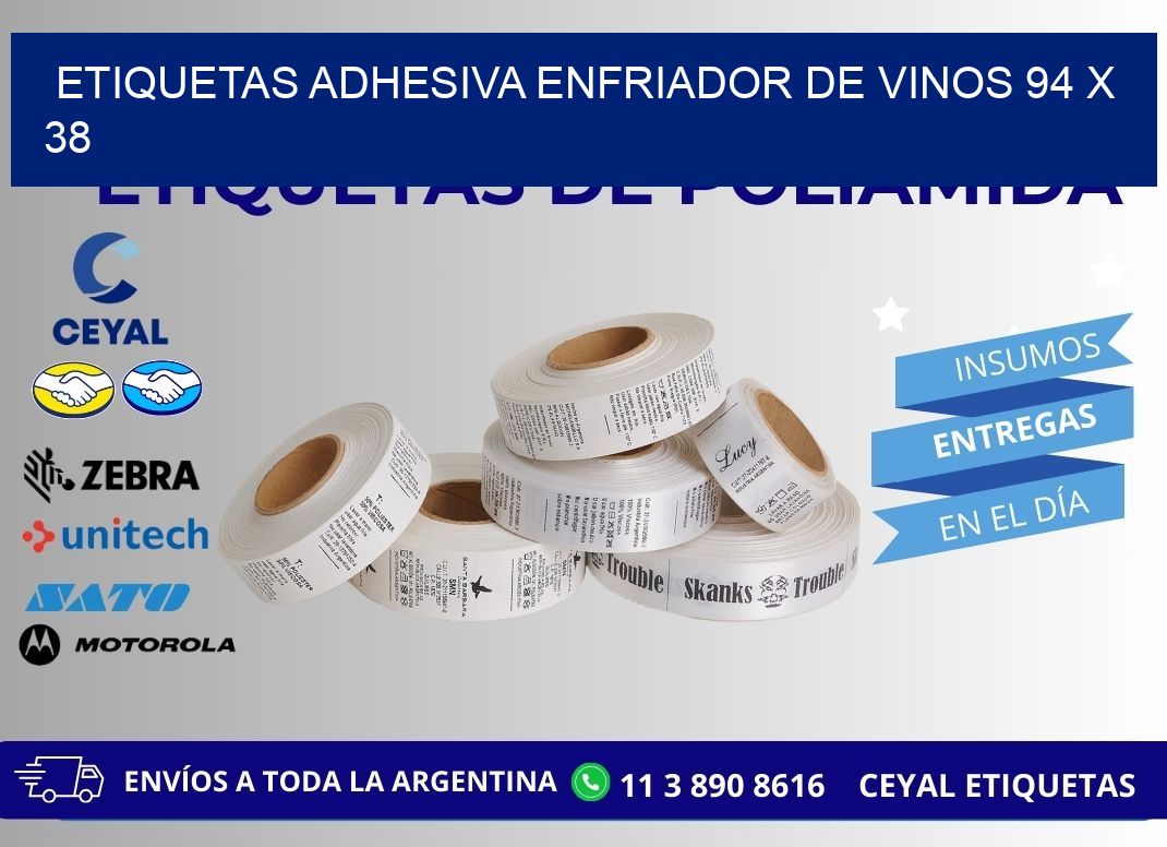 ETIQUETAS ADHESIVA ENFRIADOR DE VINOS 94 x 38