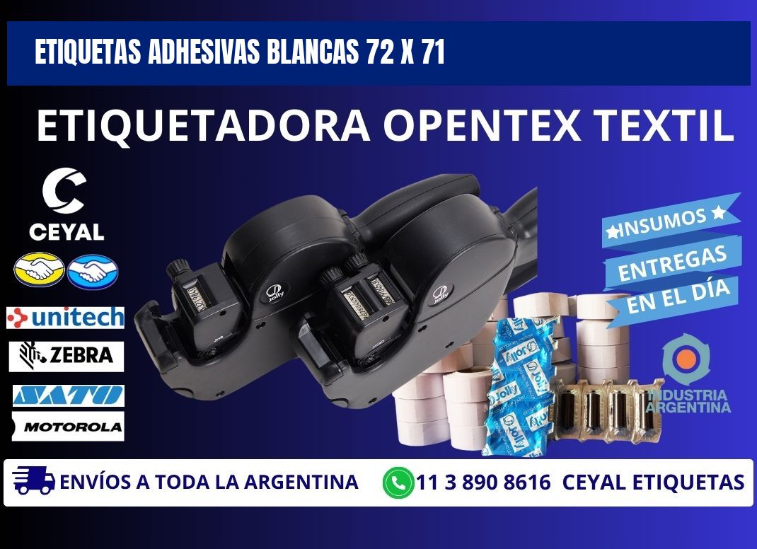 ETIQUETAS ADHESIVAS BLANCAS 72 x 71