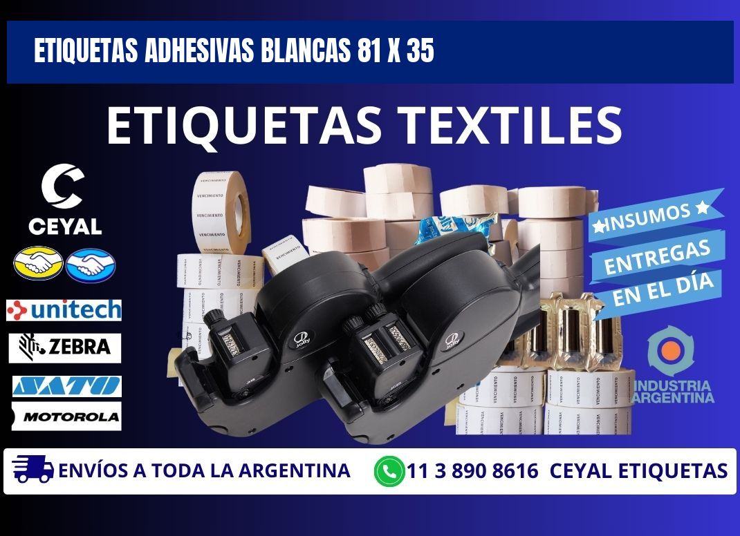 ETIQUETAS ADHESIVAS BLANCAS 81 x 35