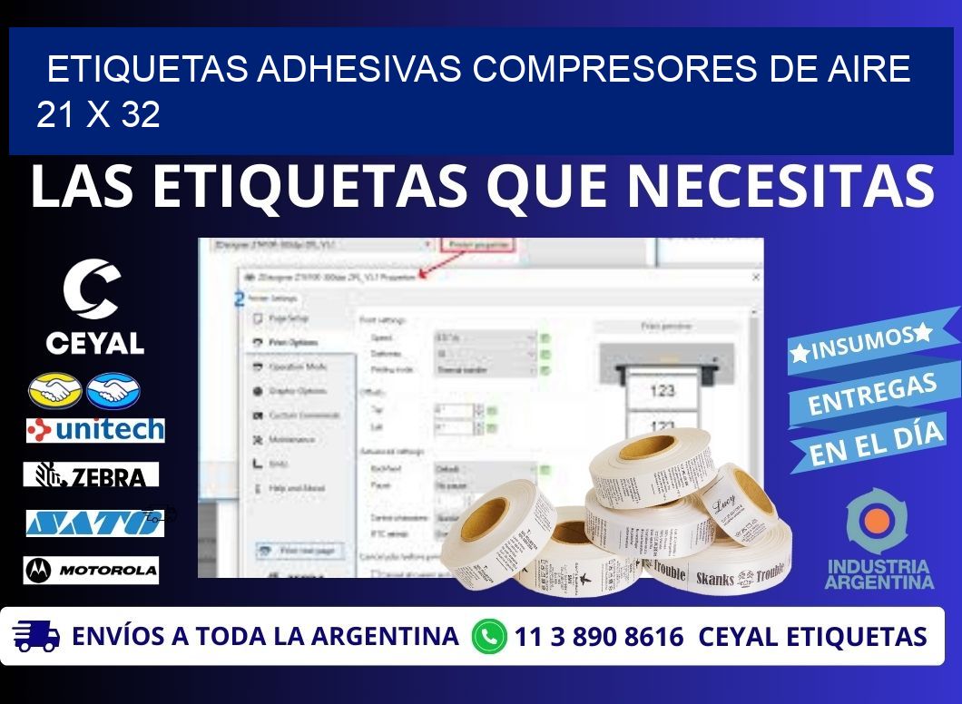 ETIQUETAS ADHESIVAS COMPRESORES DE AIRE 21 x 32