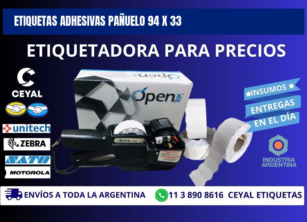 ETIQUETAS ADHESIVAS PAÑUELO 94 x 33