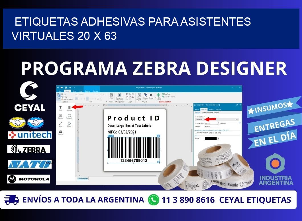 ETIQUETAS ADHESIVAS PARA ASISTENTES VIRTUALES 20 x 63