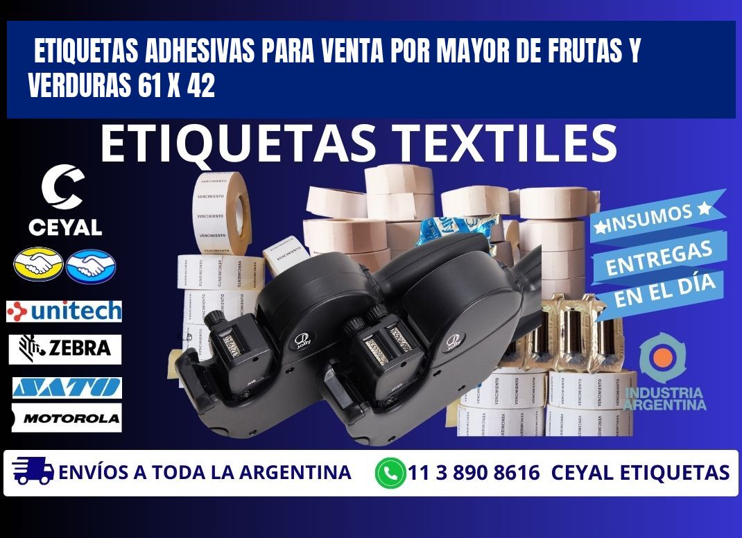 ETIQUETAS ADHESIVAS PARA VENTA POR MAYOR DE FRUTAS Y VERDURAS 61 x 42