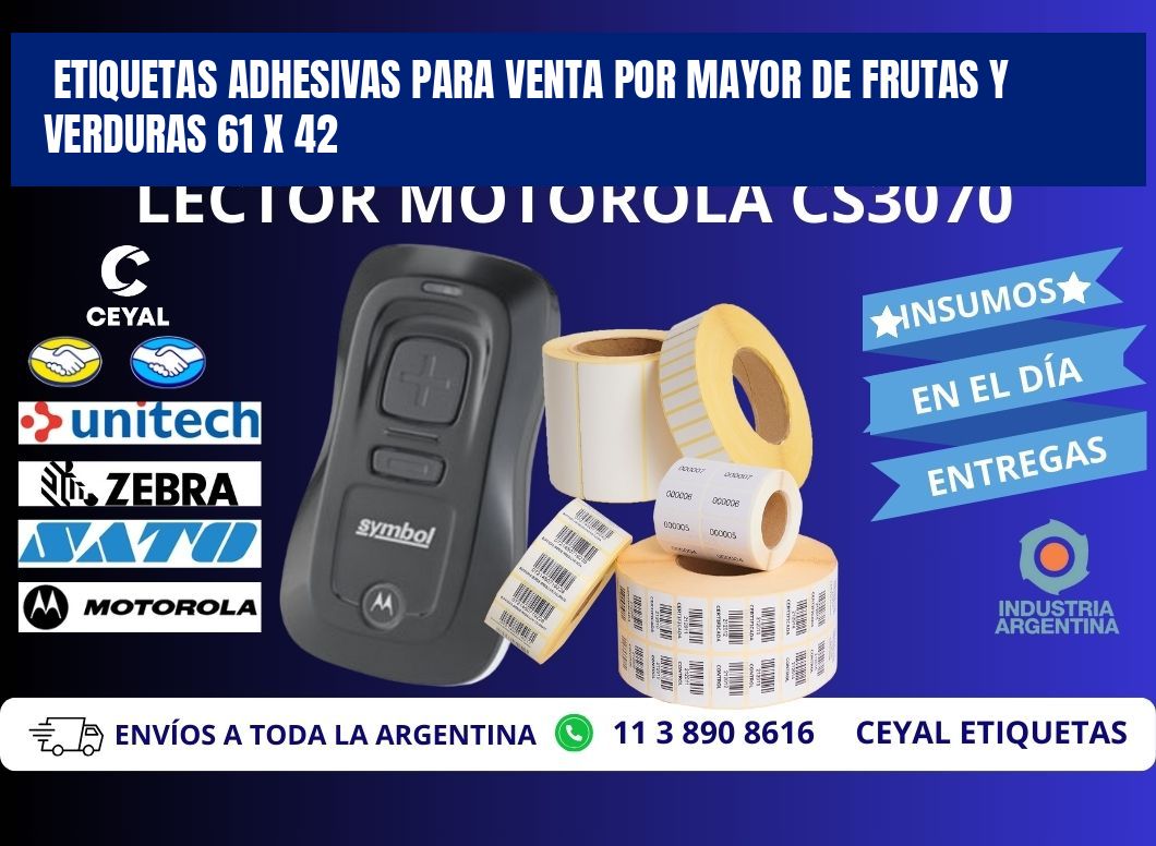 ETIQUETAS ADHESIVAS PARA VENTA POR MAYOR DE FRUTAS Y VERDURAS 61 x 42