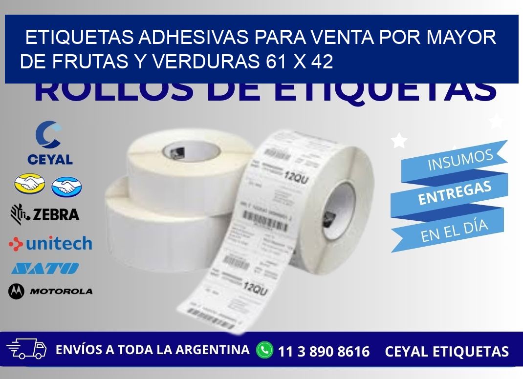 ETIQUETAS ADHESIVAS PARA VENTA POR MAYOR DE FRUTAS Y VERDURAS 61 x 42