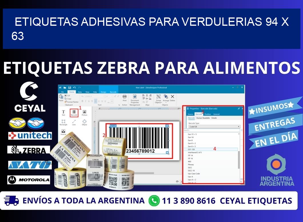 ETIQUETAS ADHESIVAS PARA VERDULERIAS 94 x 63
