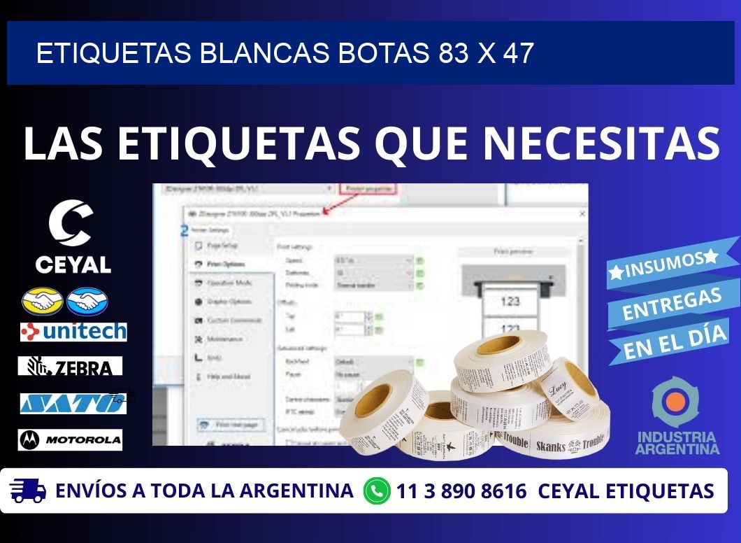 ETIQUETAS BLANCAS BOTAS 83 x 47