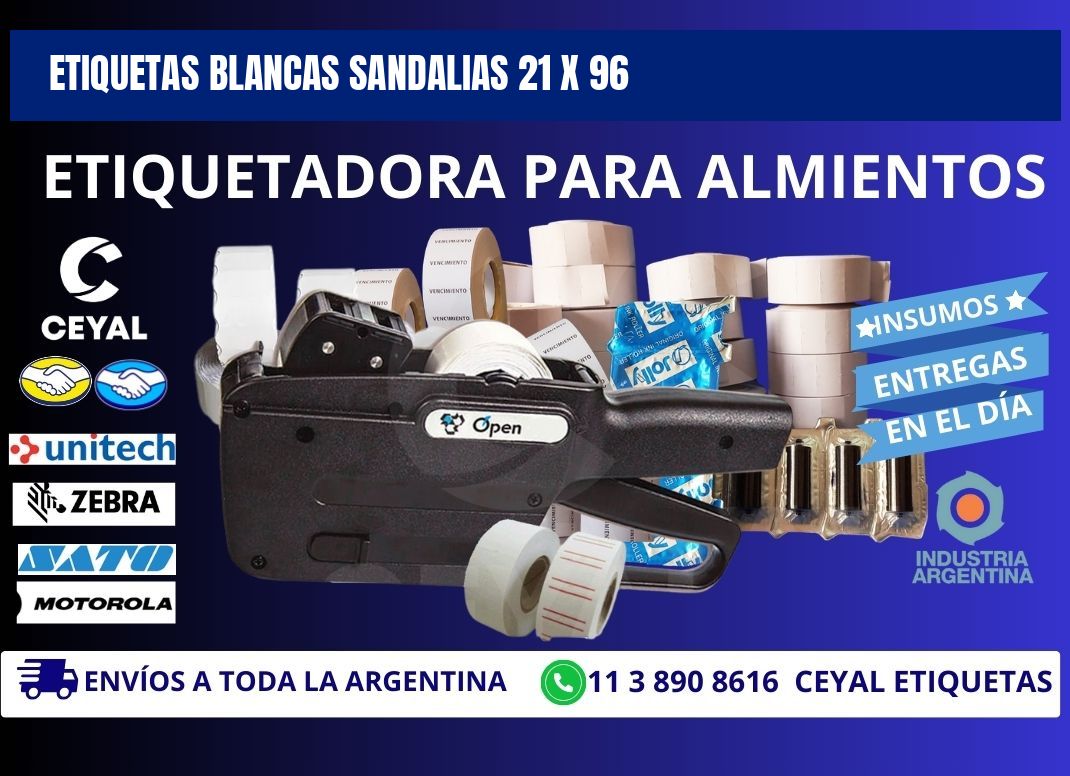 ETIQUETAS BLANCAS SANDALIAS 21 x 96