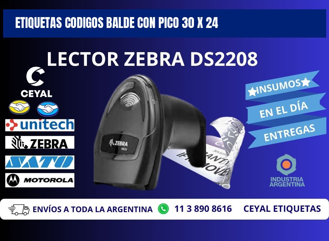 ETIQUETAS CODIGOS BALDE CON PICO 30 x 24