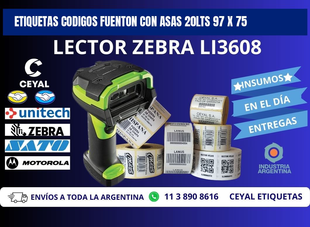 ETIQUETAS CODIGOS FUENTON CON ASAS 20LTS 97 x 75