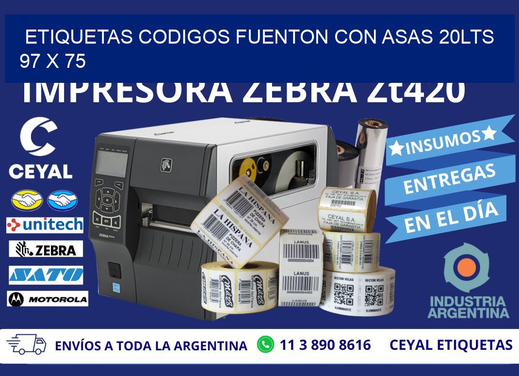 ETIQUETAS CODIGOS FUENTON CON ASAS 20LTS 97 x 75