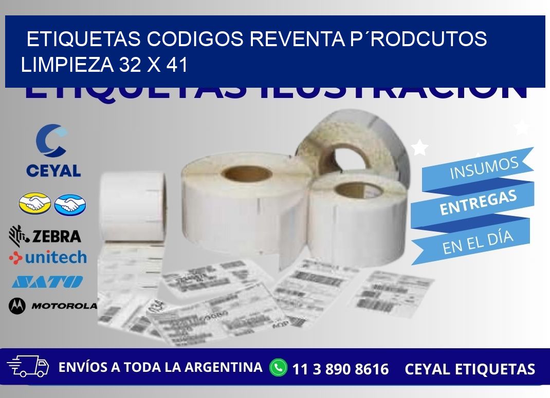 ETIQUETAS CODIGOS REVENTA P´RODCUTOS LIMPIEZA 32 x 41