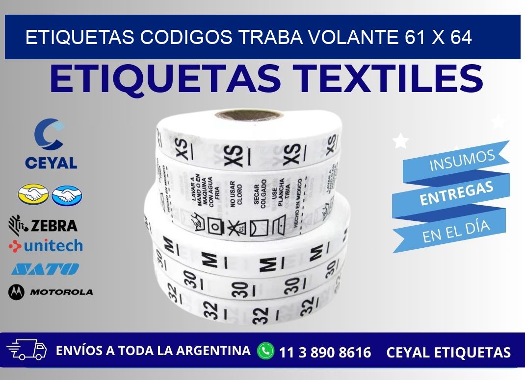 ETIQUETAS CODIGOS TRABA VOLANTE 61 x 64